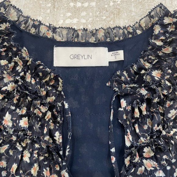 Maggie Floral Front Tie Blouse - Greylin - Picture 3 of 5